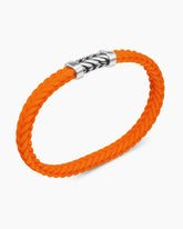Chevron Bracelet in Orange Rubber with Sterling Silver, 6mm
